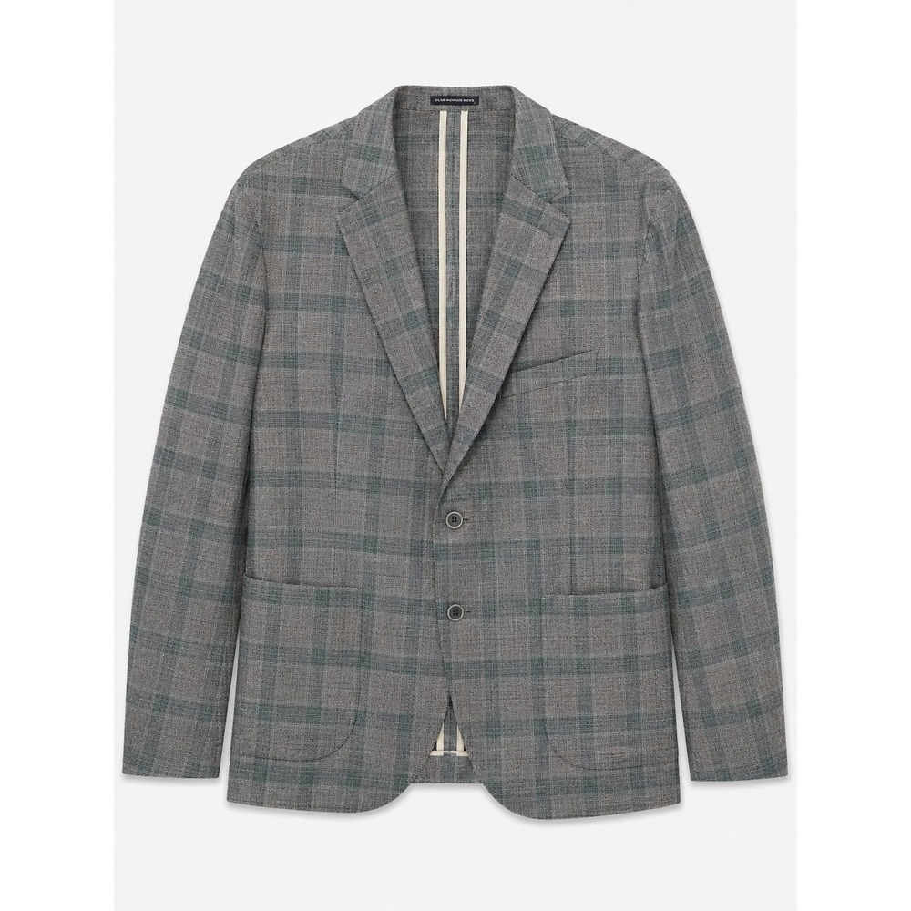 Hart Schaffner Marx 48L Blazer Blue Grey Plaid Bamboo Viscose New York Fit Soft